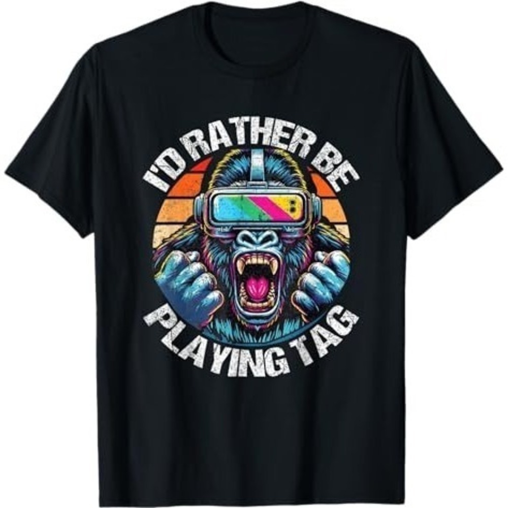 Id Rather Be Playing Tag Gorilla Monke Tag Gorilla Vr Gamer Tshirt